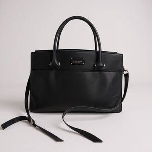 Kate Spade New York Black Pebbled Leather Satchel Crossbody Structured Handbag